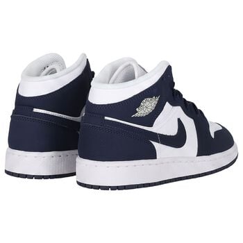 Navy Blue & White Air Jordan 1 Mid Trainers