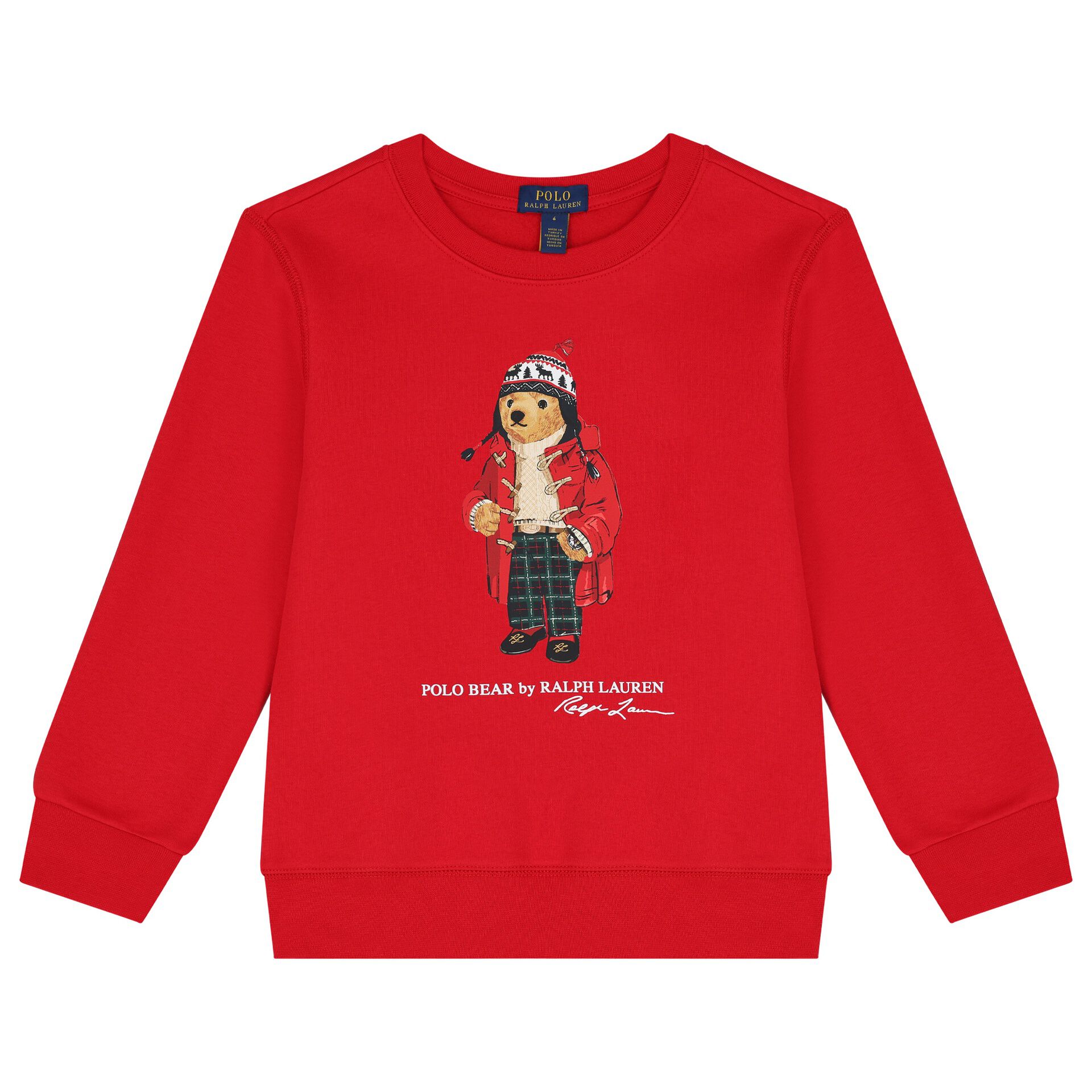 Ralph Lauren Boys Red Polo Bear Sweatshirt Junior Couture USA