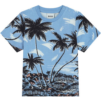 Younger Boys Blue Palm Tree T-Shirt