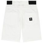 Boys White Logo Shorts, 1, hi-res