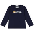 Navy Blue Teddy Bear Logo Long Sleeve Top, 4, hi-res