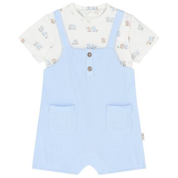 Blue & White Baby Boys Bunny Romper