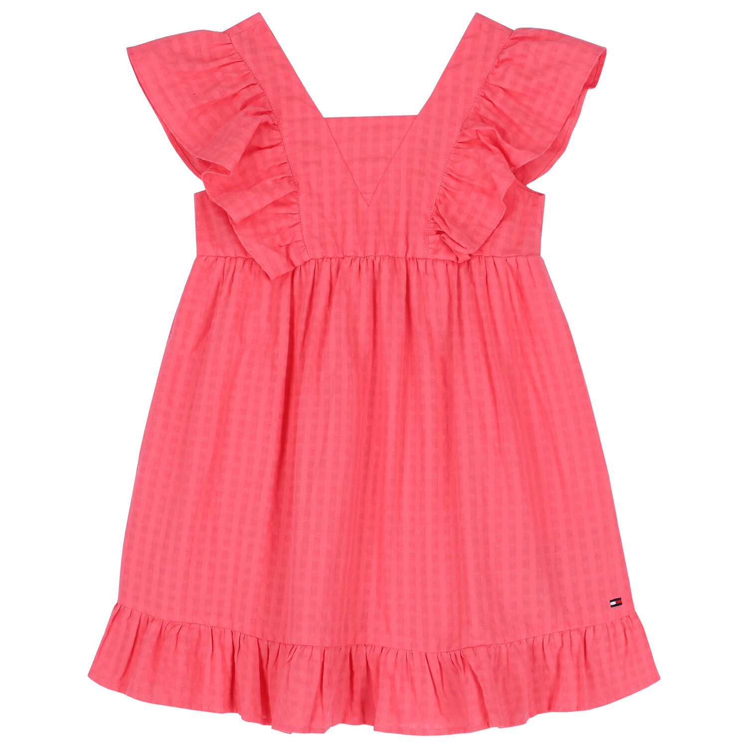 Tommy Hilfiger Girls Pink Logo Ruffled Dress | Junior Couture Bahrain