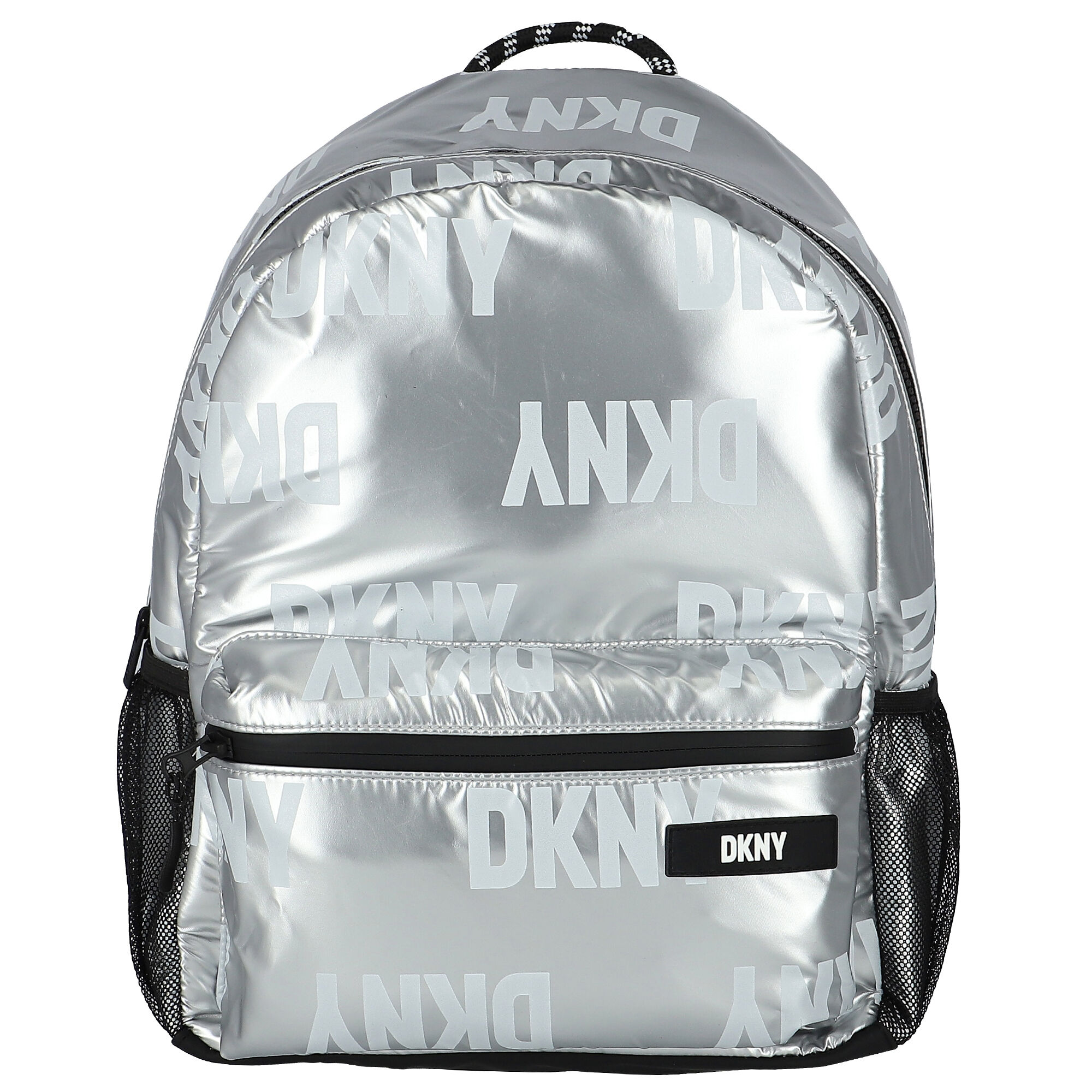 DKNY Girls Metallic Silver Logo Backpack Junior Couture Australia