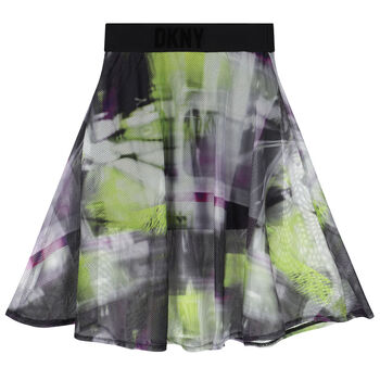 Girls Green, Black & Purple Mesh Skirt