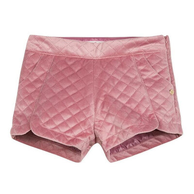 Girls Pink Velvet Shorts