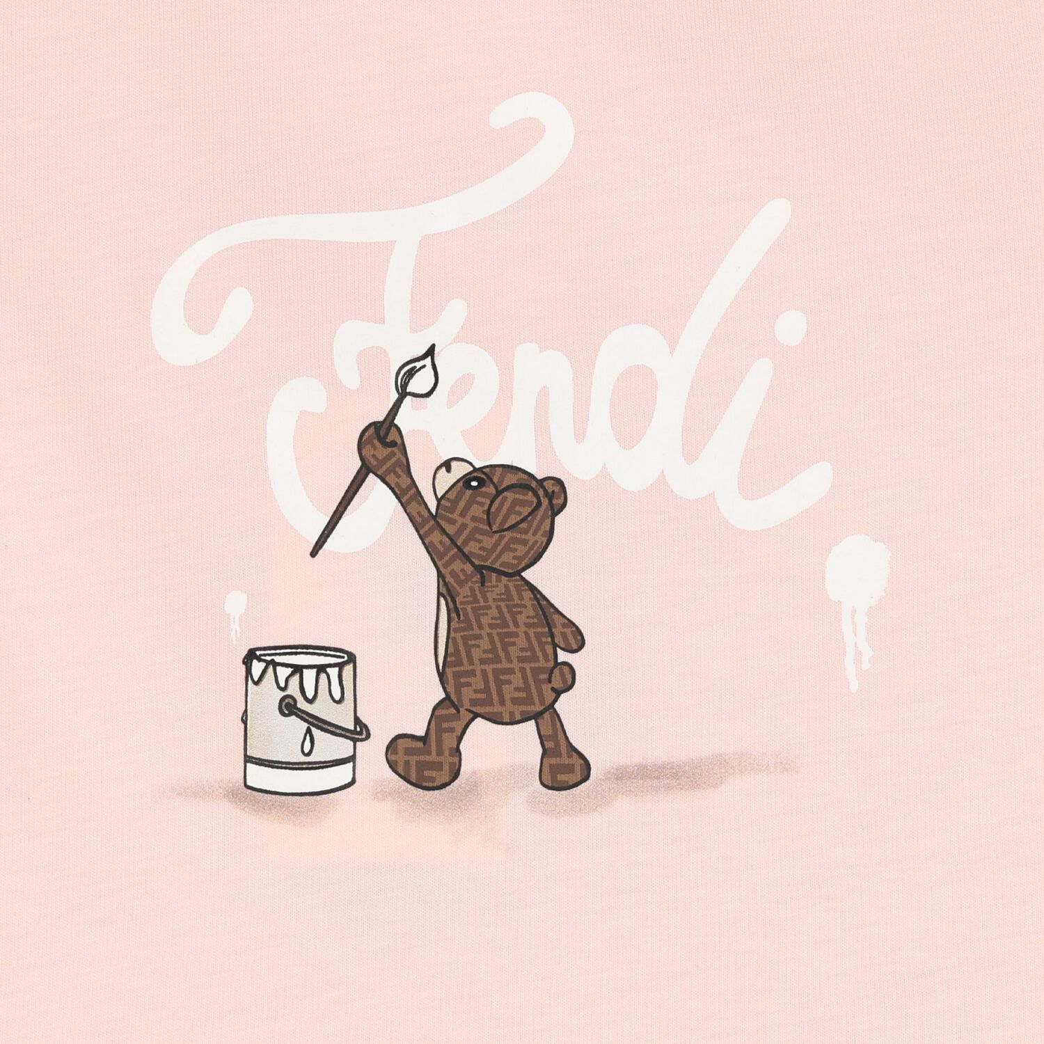 Younger Girls Pink Teddy Bear Logo T-Shirt, 2, hi-res