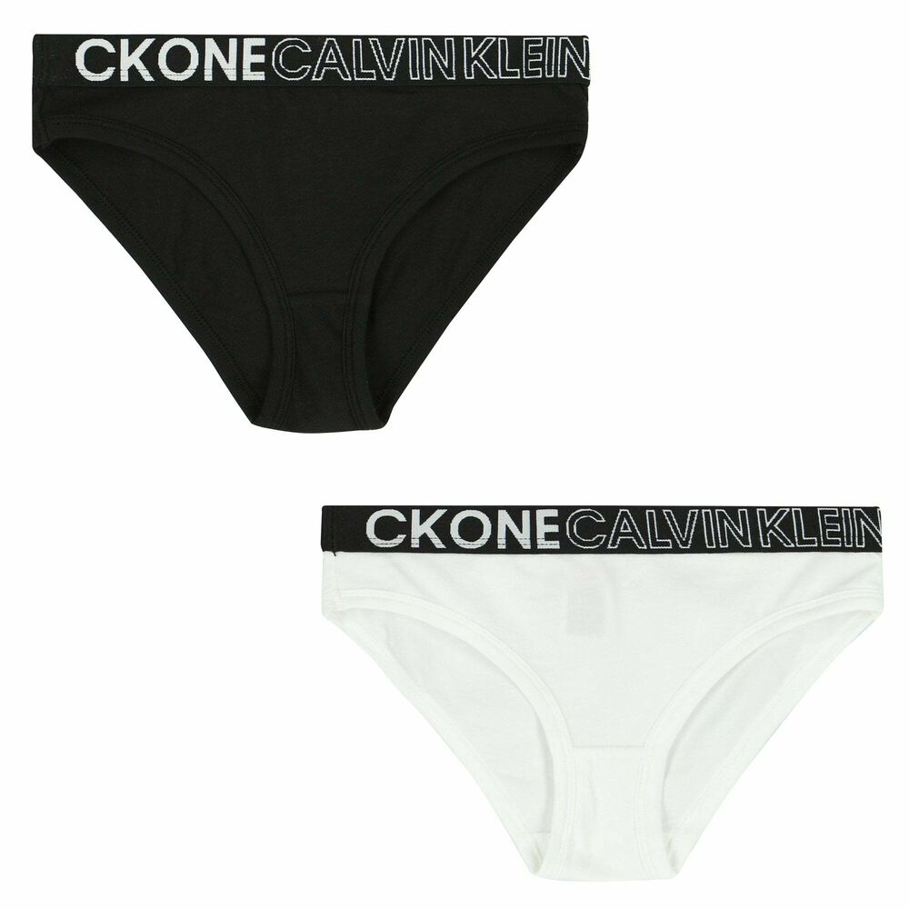 Calvin Klein Girls White & Black Bikini Brief (2 Pack)