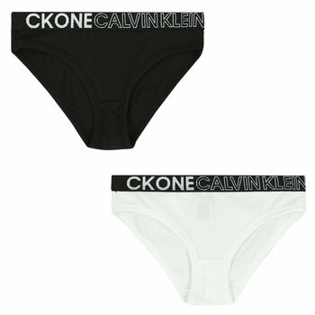 Girls White & Black Bikini Brief (2 Pack)