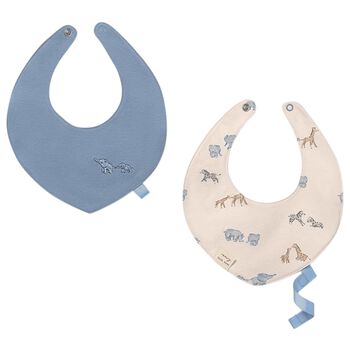 Baby Boys Blue & Ivory Animals Bibs ( 2-Pack )