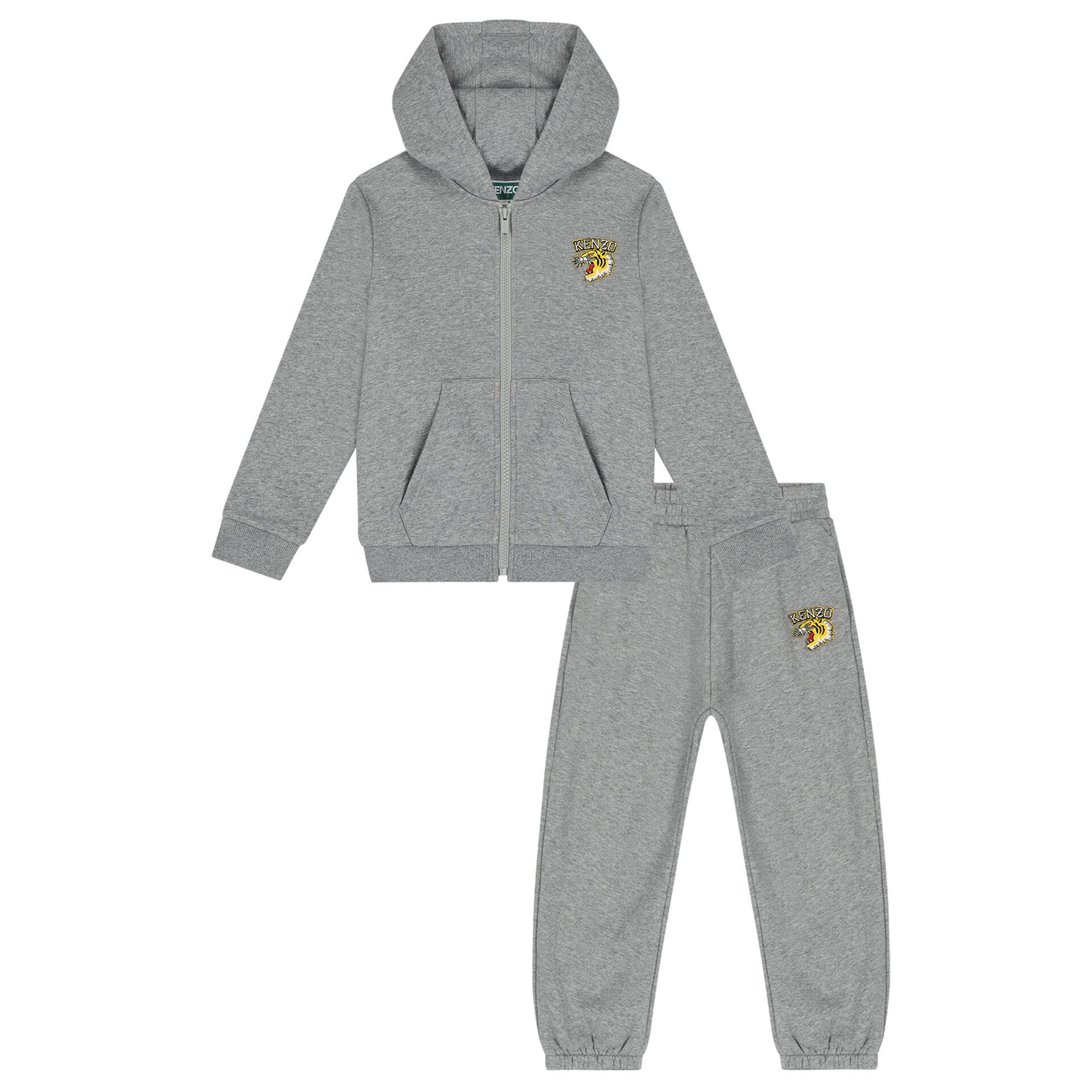 KENZO KIDS Boys Grey Tiger Logo Tracksuit Junior Couture USA