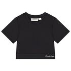 Girls Black Logo T-Shirt, 1, hi-res