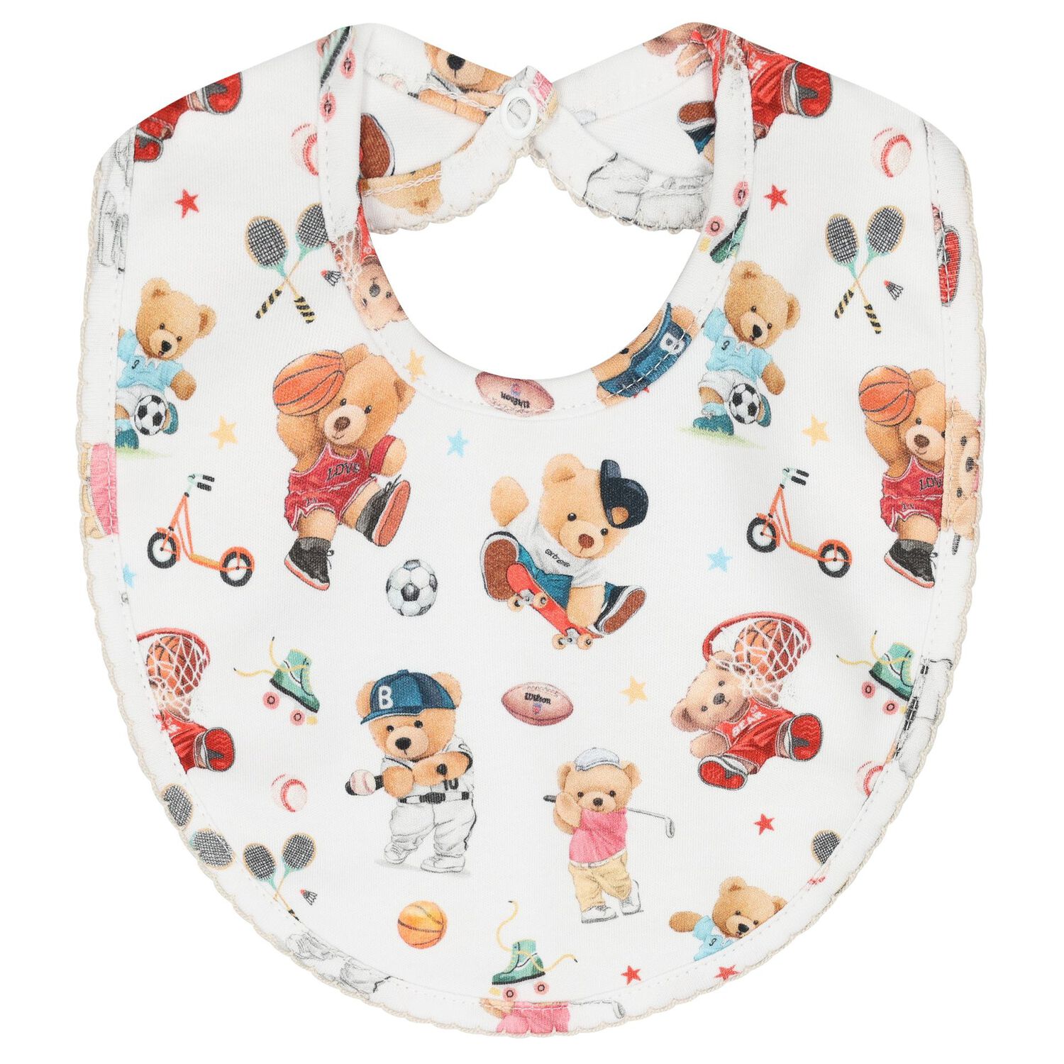 طقم ملابس القطن باللون العاجي على شكل دب مرح, 1, hi-res