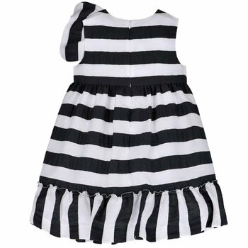 Girls Black & White Stripe Dress