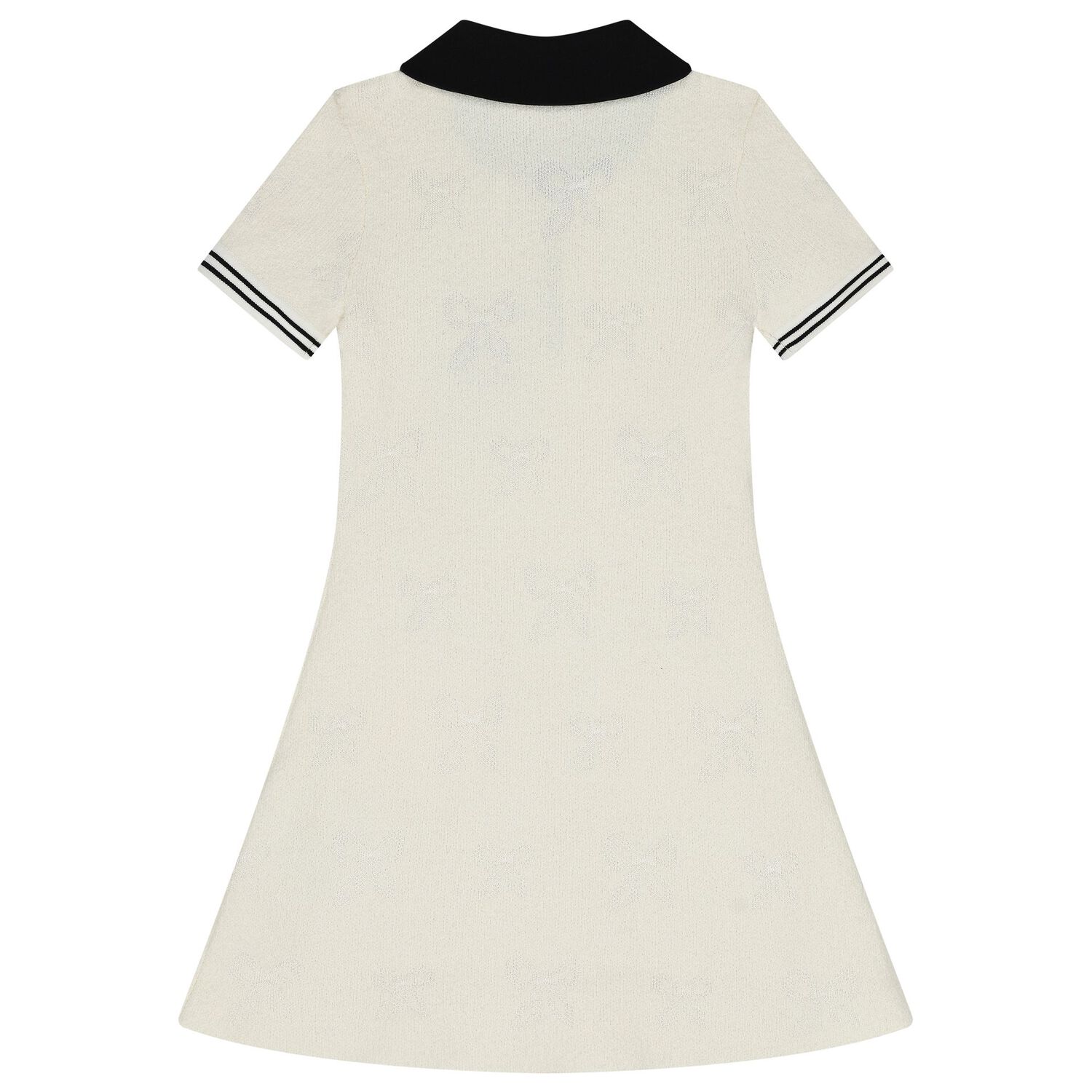 Girls White Jacquard Bow Dress, 1, hi-res image number null