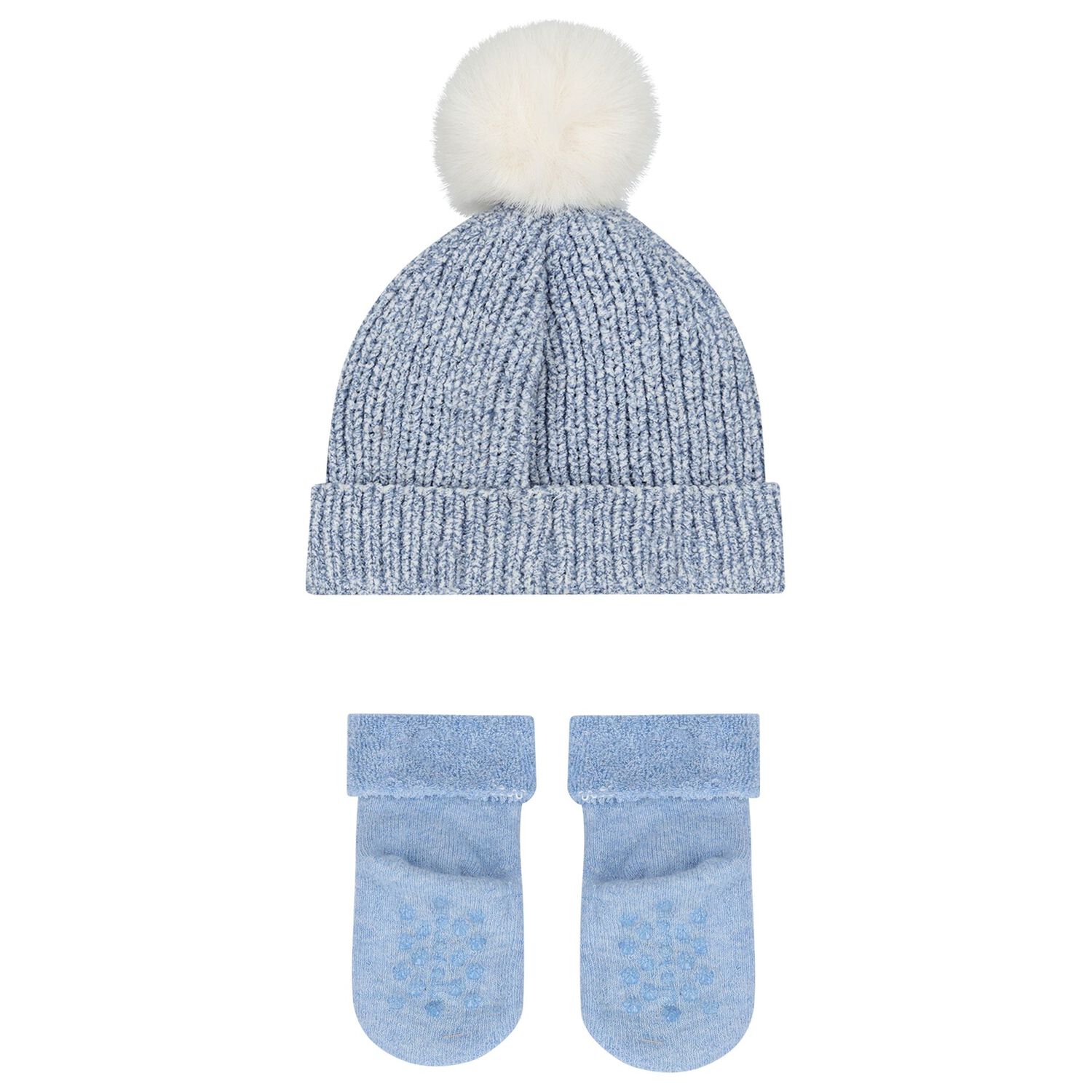 Baby Boys Blue Puppy Knitted Hat & Socks Set, 3, hi-res