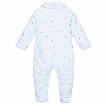 Blue Printed Velour Babygrow