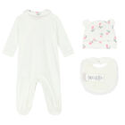 Baby Girls Ivory Teddy Babygrow Set, 1, hi-res