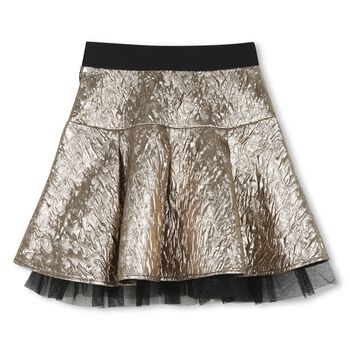 Girls Gold Logo Pleated Skirt