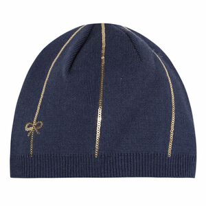 Girls Navy & Gold Knitted Hat