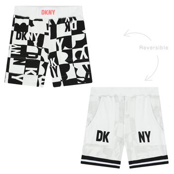White & Black Logo Reversible Shorts