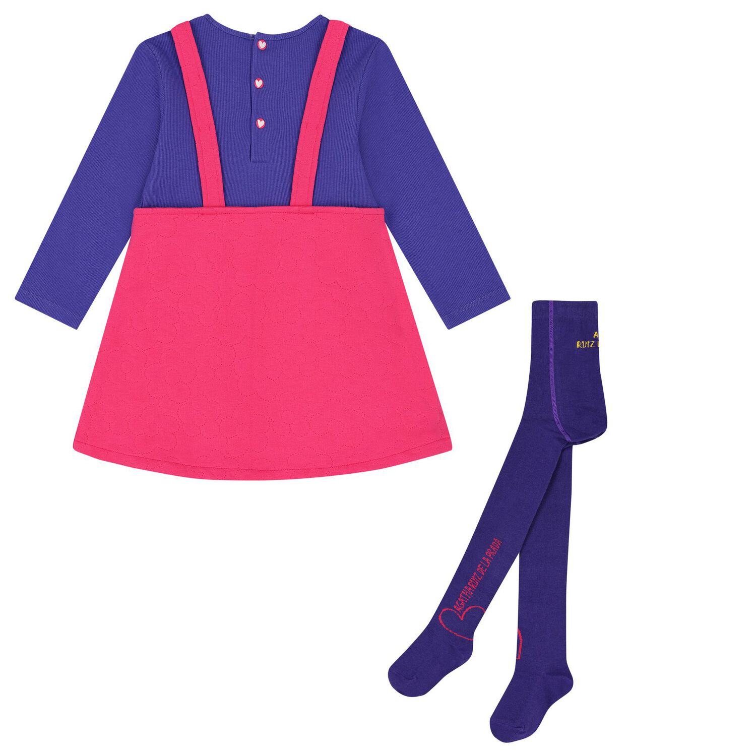 Girls Purple & Pink Heart Dress Set, 1, hi-res image number null