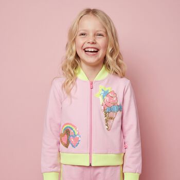 Girls Pink Ice Cream Zip-Up Top