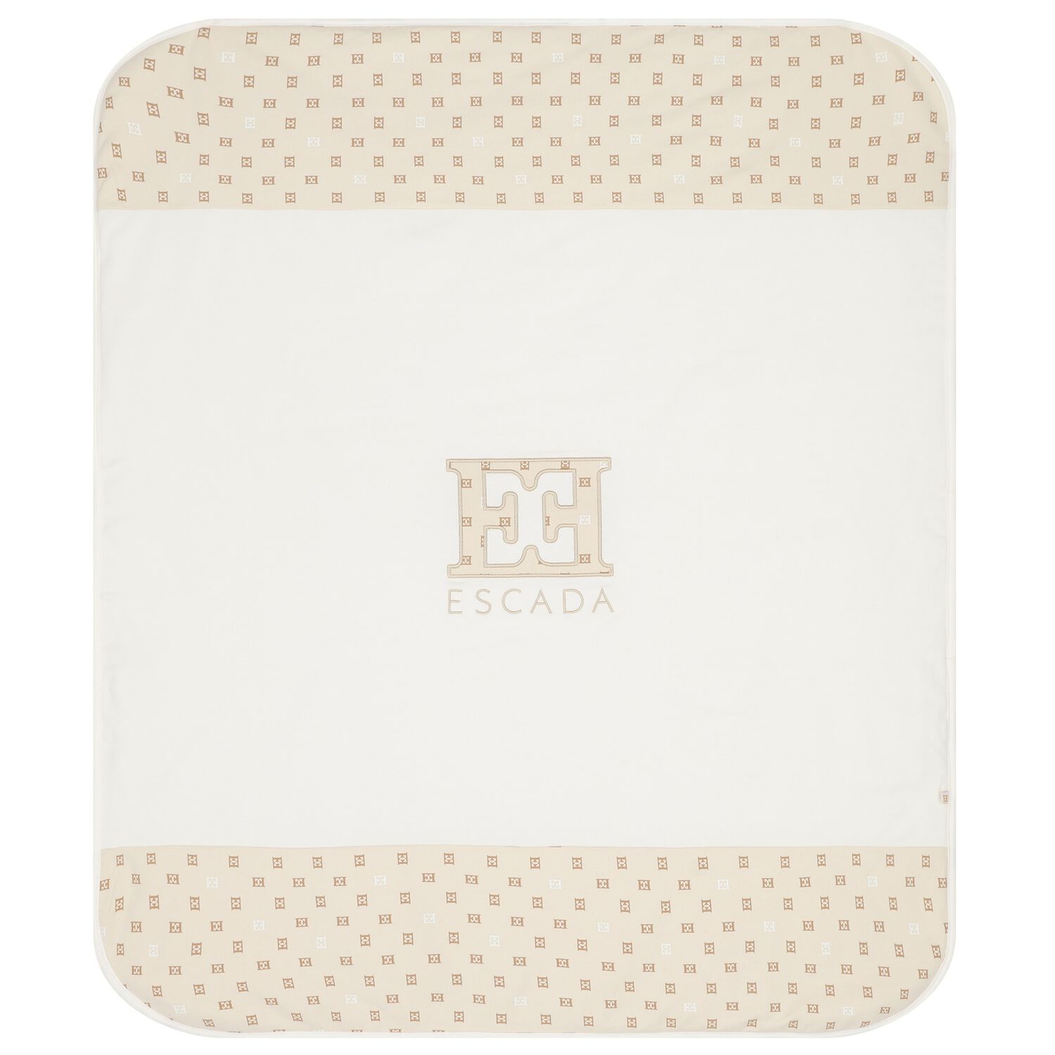 Baby Girls Ivory & Beige Logo Blanket, 1, hi-res