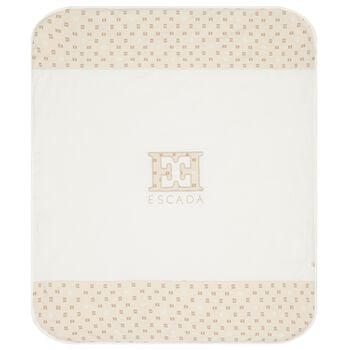 Baby Girls Ivory & Beige Logo Blanket