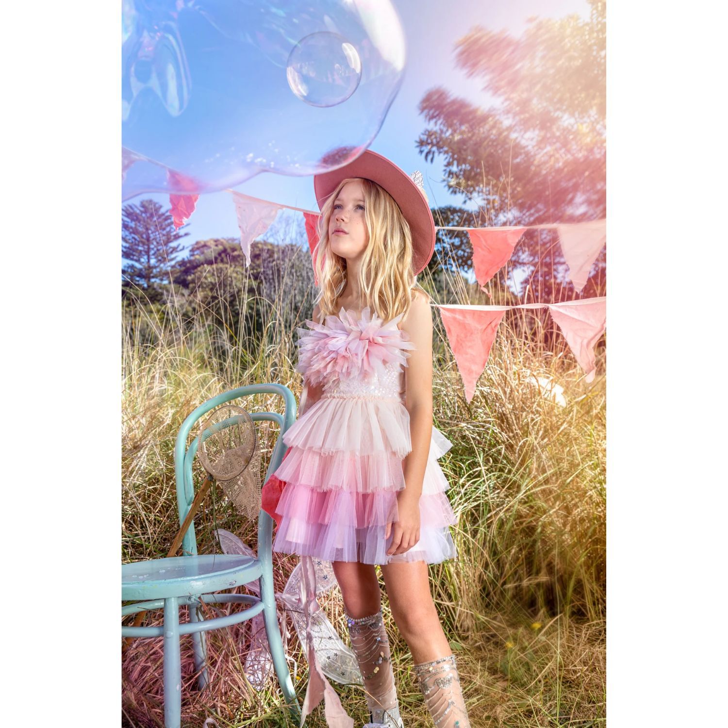 Girls Pink Sequin Tulle Dress, 1, hi-res image number null