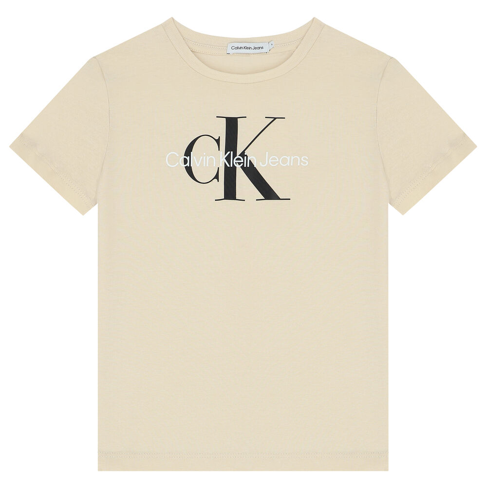 Calvin Klein Beige Logo T-Shirt | Junior Couture