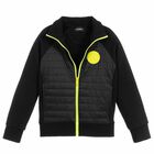 Boys Black Logo Zip Up Top, 1, hi-res