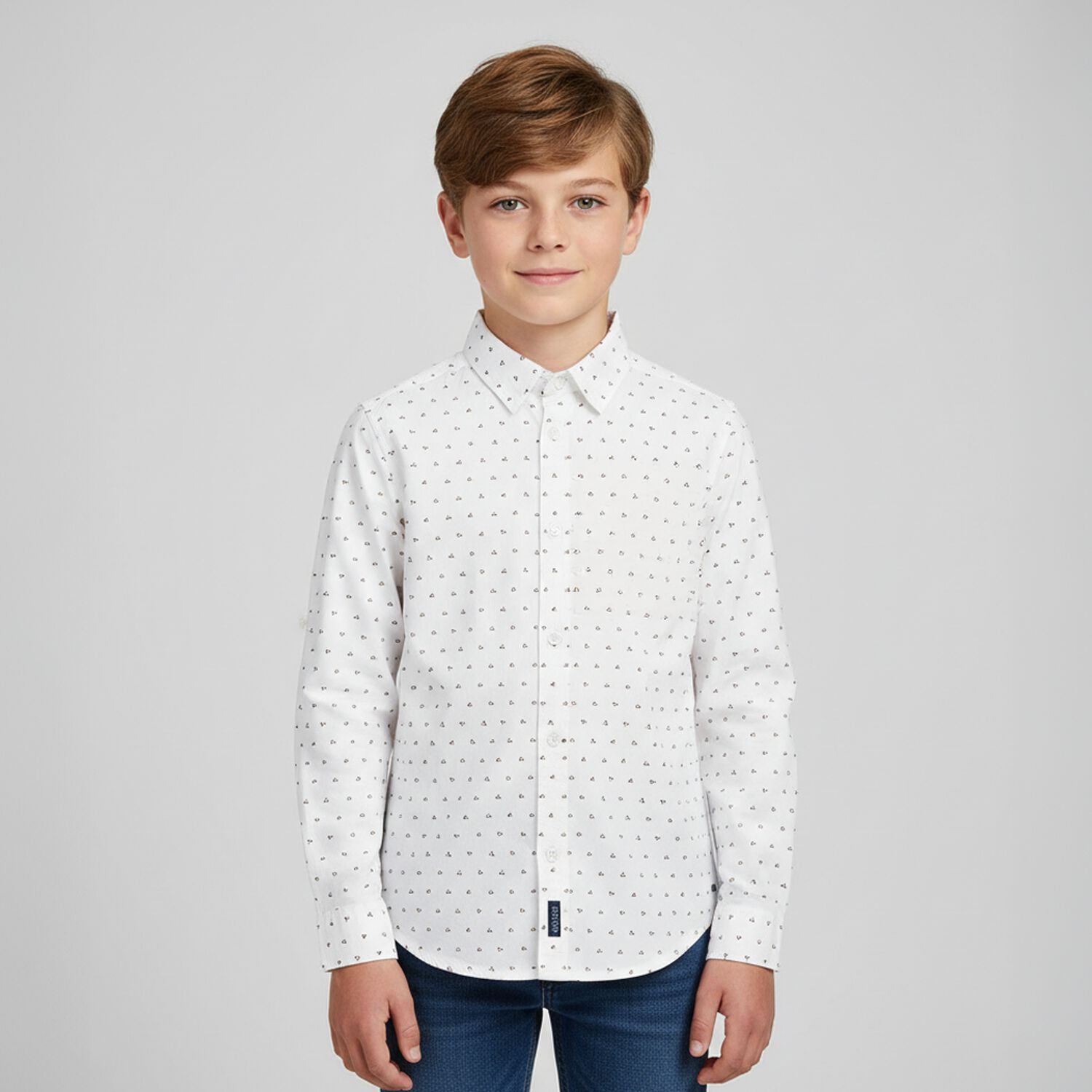 Boys White Logo Shirt, 1, hi-res image number null