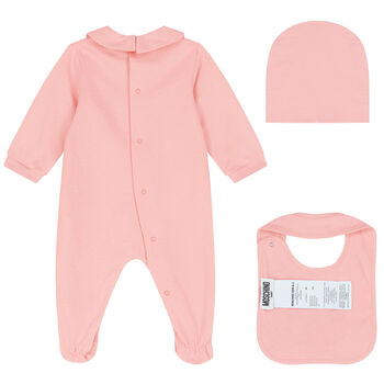 Pink Teddy Bear Logo Babygrow Gift Set