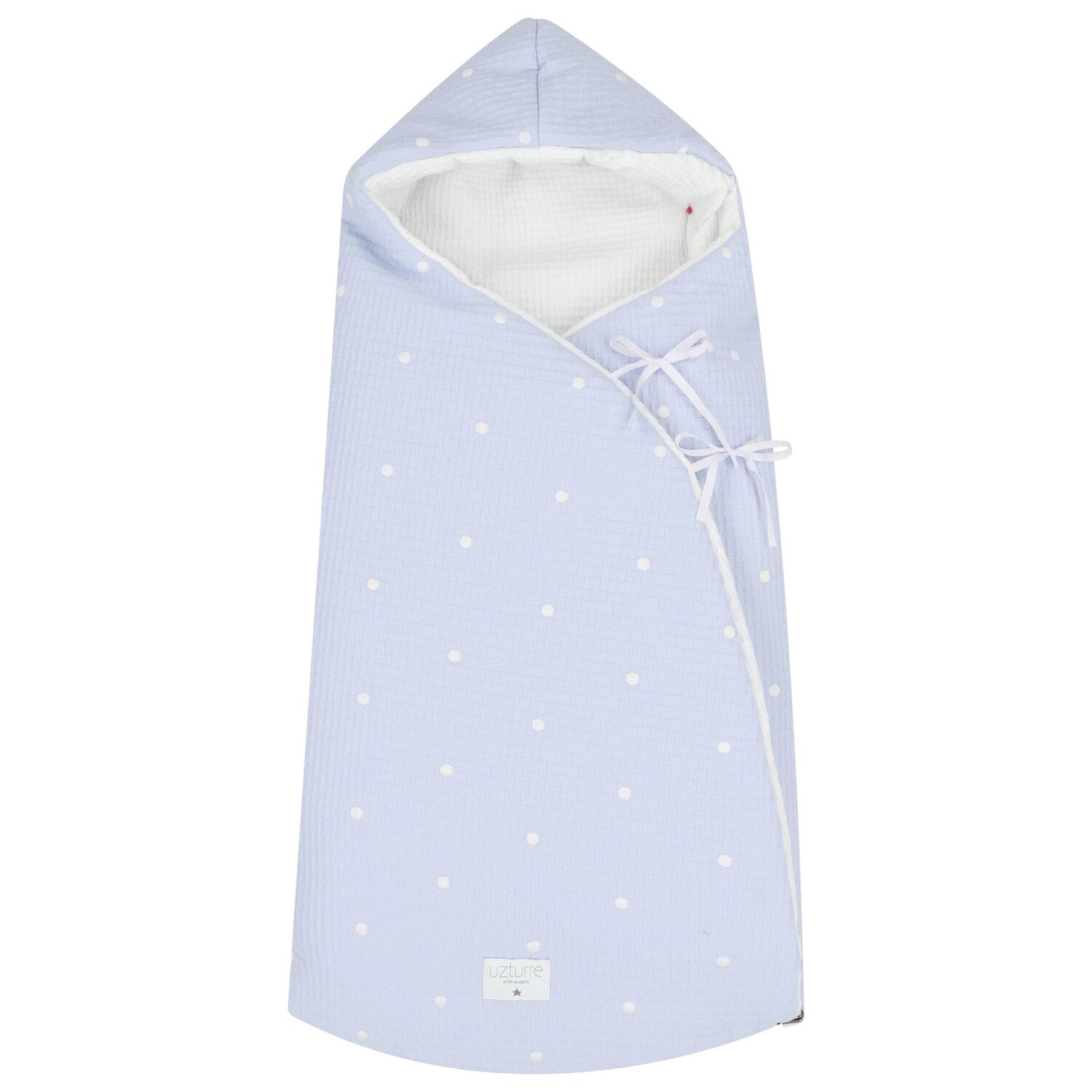 Blue & White Hooded Reversible Baby Nest, 3, hi-res