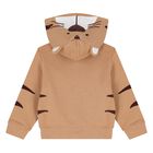 Younger Boys Beige Lion Hooded Zip Up Top, 1, hi-res