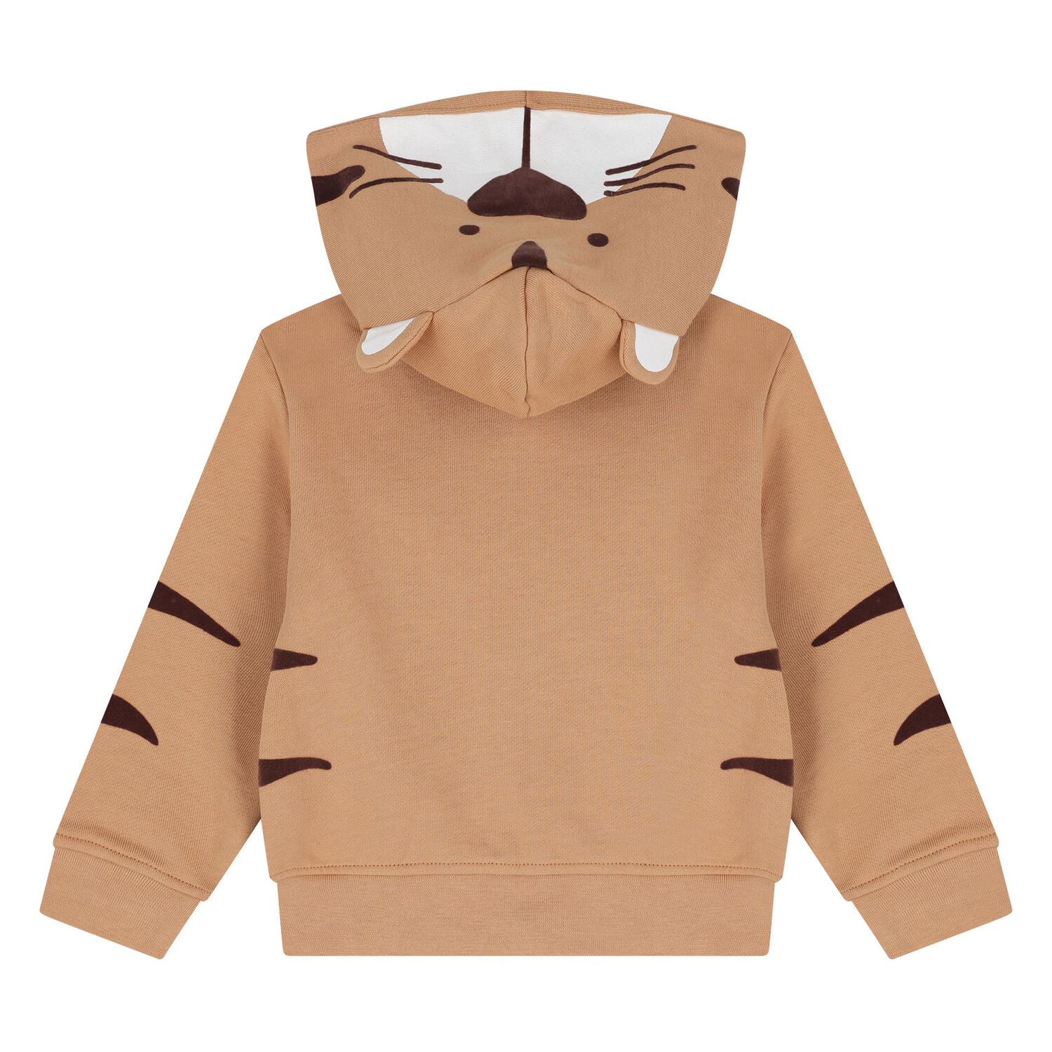 Younger Boys Beige Lion Hooded Zip Up Top, 1, hi-res