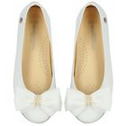 Girls White Ballerina Bow Shoes, 1, hi-res