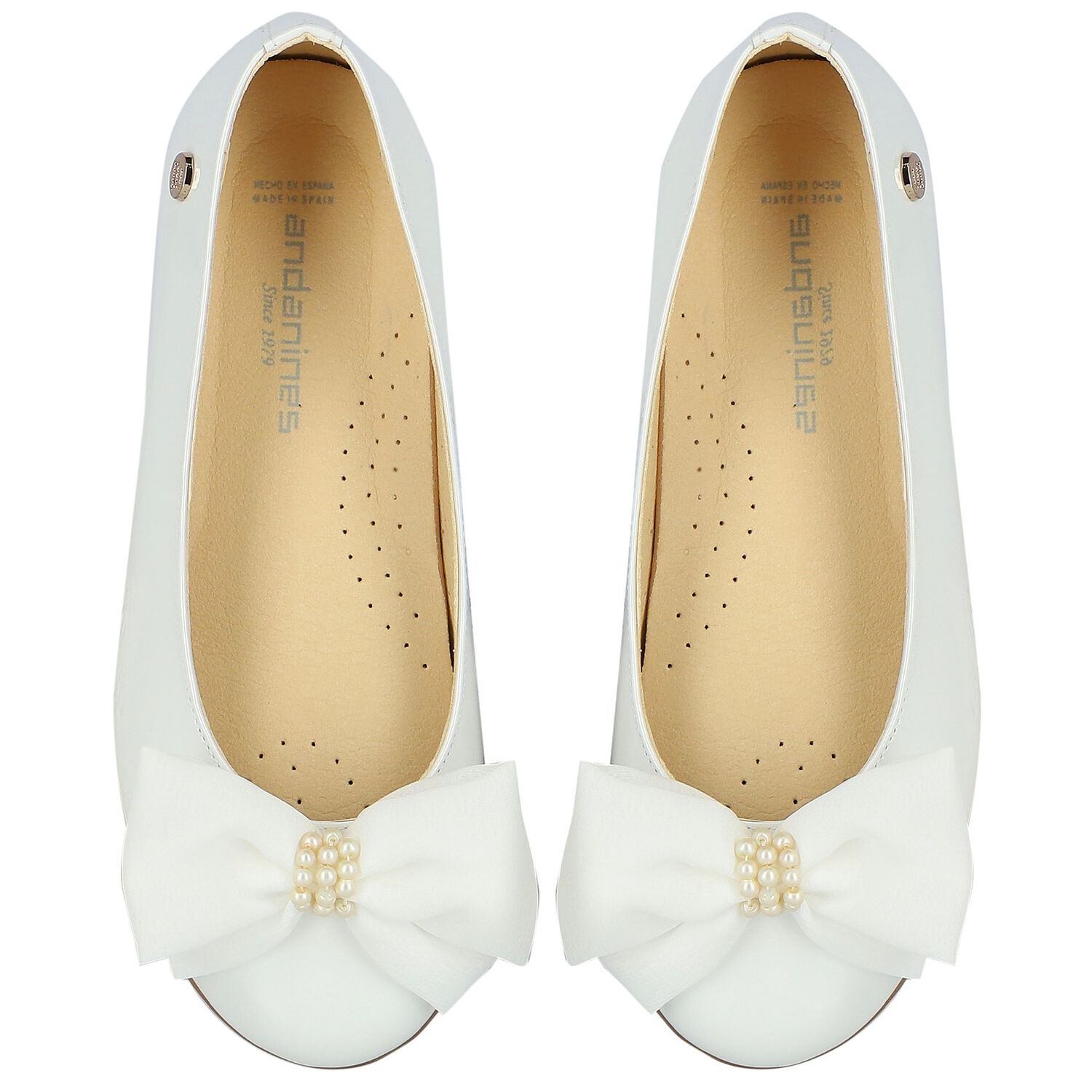 Girls White Ballerina Bow Shoes, 1, hi-res image number null