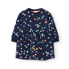 Girls Navy Blue Flared Dress, 1, hi-res