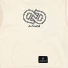 Younger Boys Beige Logo Hooded Top, 2, hi-res