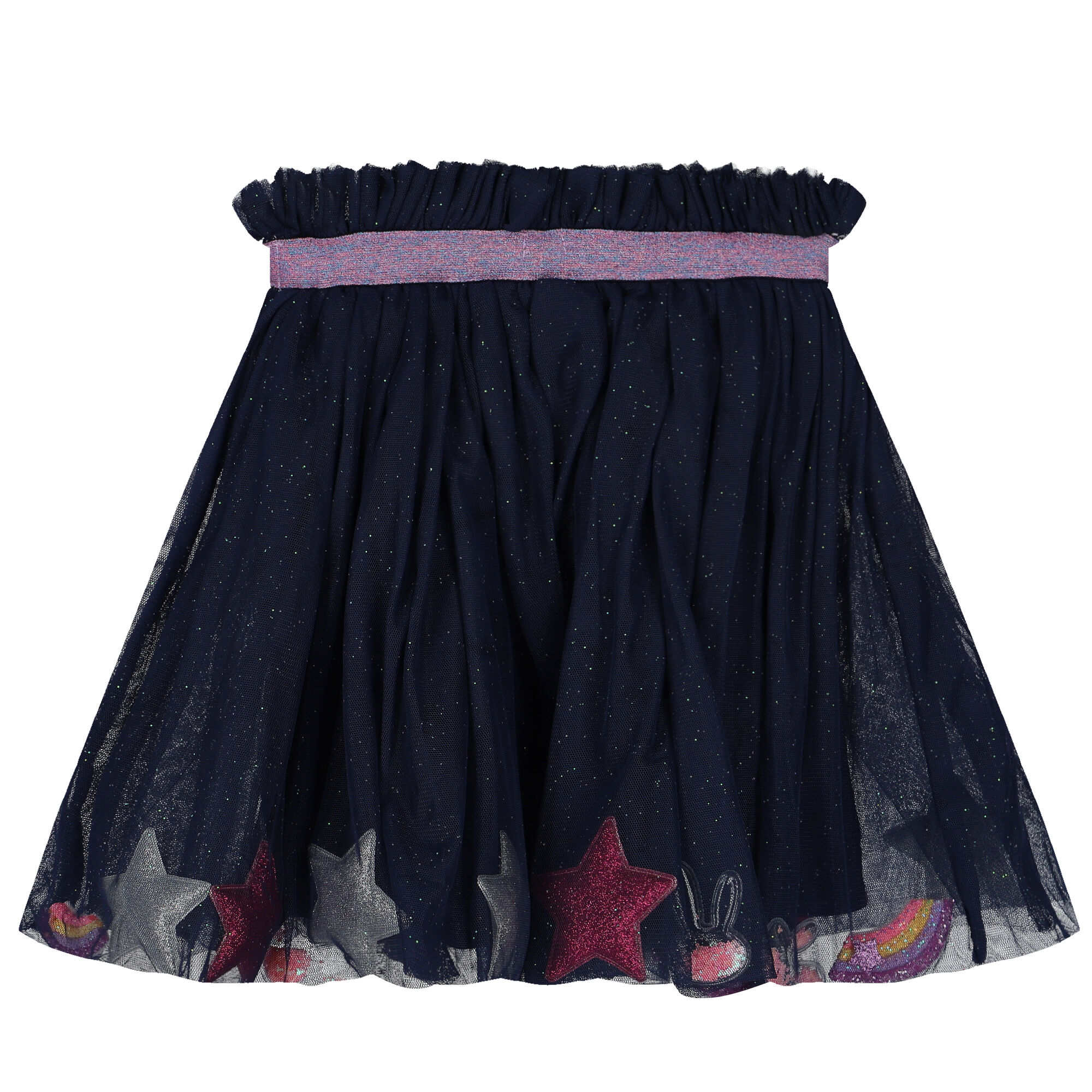 BILLIEBLUSH Girls Navy Blue Heart Star Tulle Skirt Junior Couture