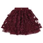 Girls Burgundy 3D Flower & Sequin Tulle Aliza Skirt, 1, hi-res