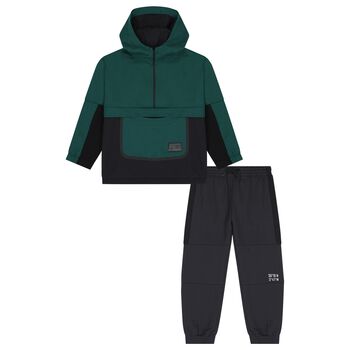 Boys Black & Green Tracksuit