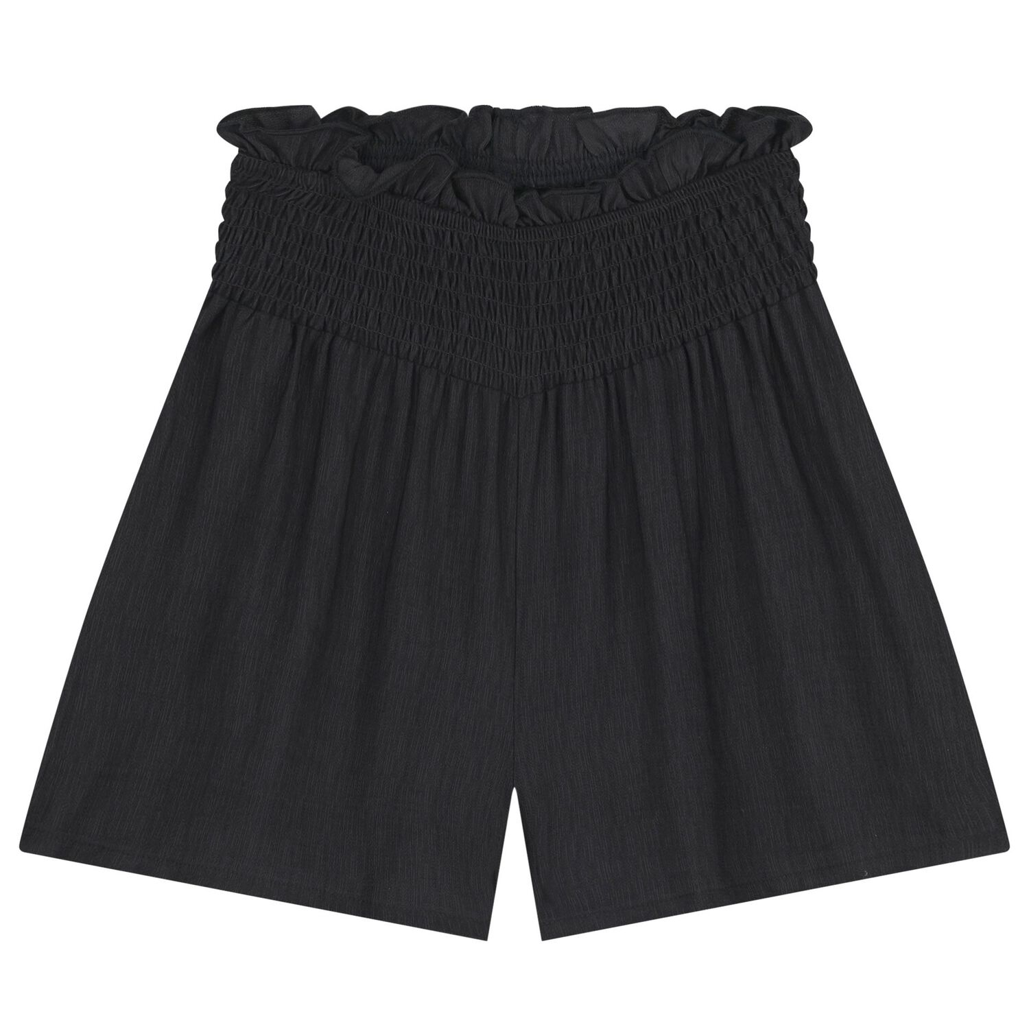 Girls Black Ruffled Shorts Set, 2, hi-res