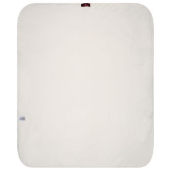 White & Beige Teddy Bear Logo Baby Blanket 