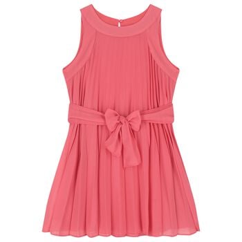Girls Pink Pleated Dress