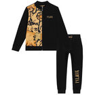 Boys Black & Beige Logo Tracksuit, 1, hi-res