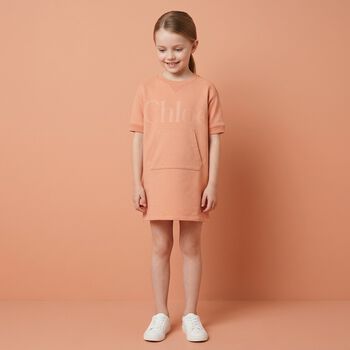 Girls Mini Me Orange Logo Dress