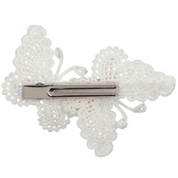Girls White & Pink Embellished Butterfly Hairclip